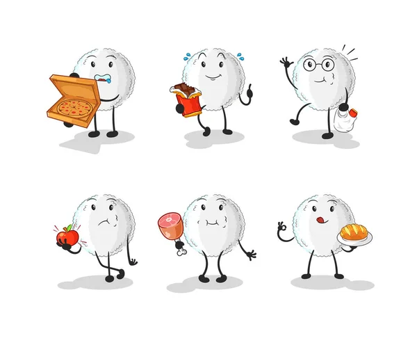 White Blood Food Set Character Cartoon Mascot Vecto — Stockvector