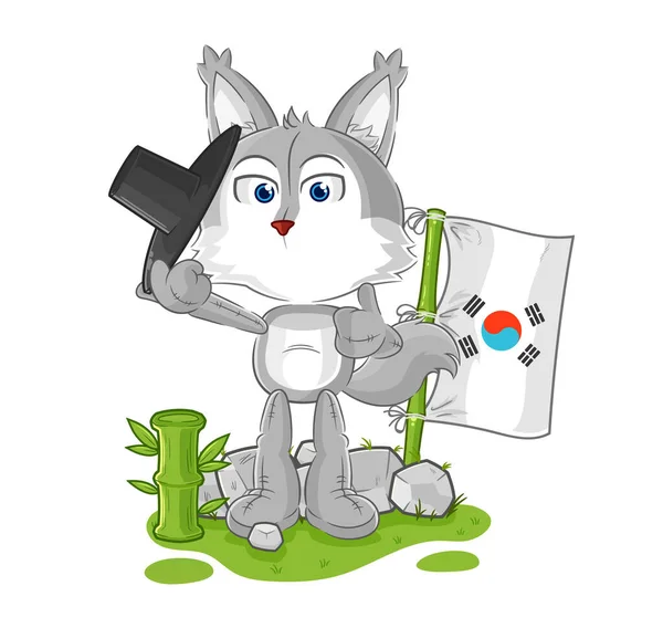 Wolf Korean Character Cartoon Mascot Vecto — Vetor de Stock