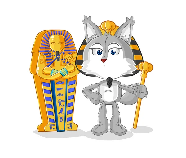 Wolf Ancient Egypt Cartoon Cartoon Mascot Vecto — Wektor stockowy