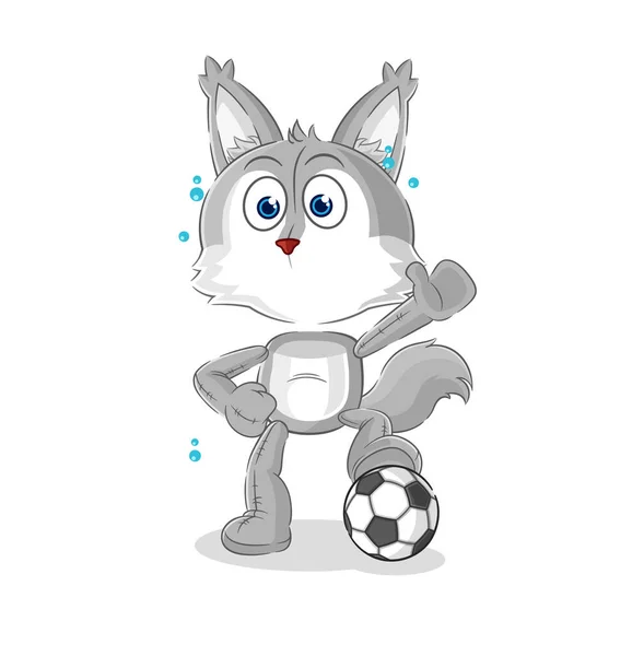 Wolf Playing Soccer Illustration Character Vecto — Archivo Imágenes Vectoriales