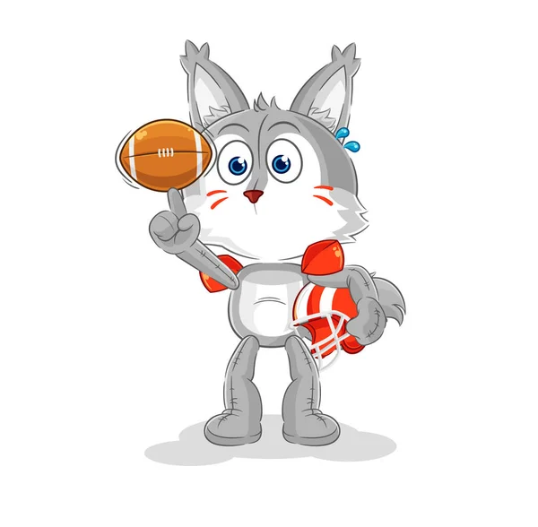 Wolf Playing Rugby Character Cartoon Mascot Vecto — Stockvektor