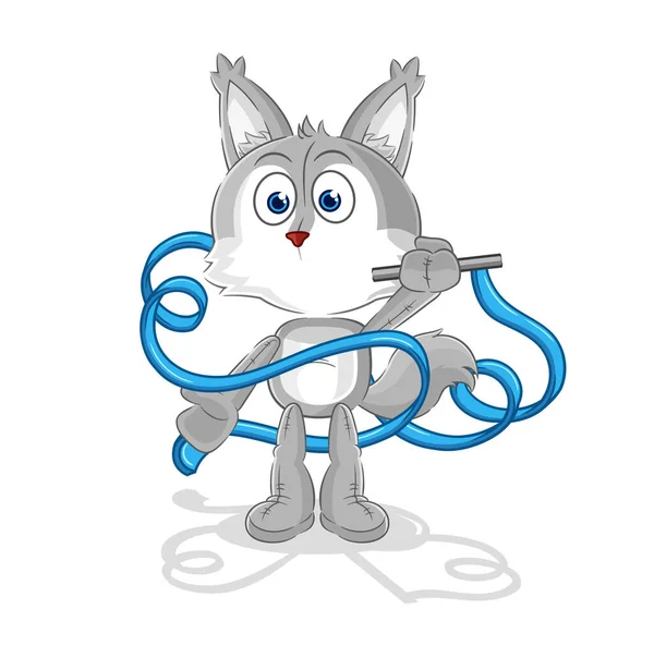 Wolf Rhythmic Gymnastics Mascot Cartoon Vecto — Stock Vector