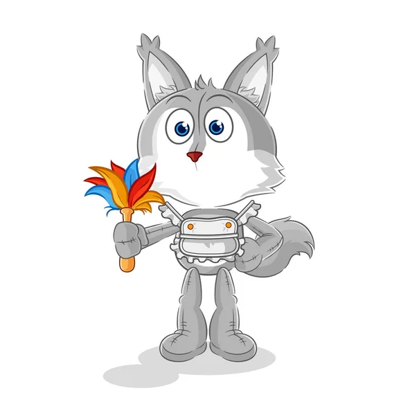 Wolf Maid Mascot Cartoon Vecto — Stockový vektor