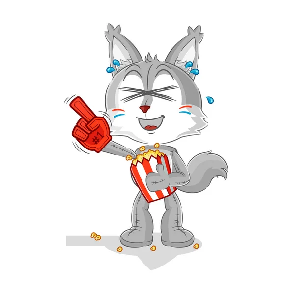 Wolf Fan Popcorn Illustration Character Vecto — Vector de stock
