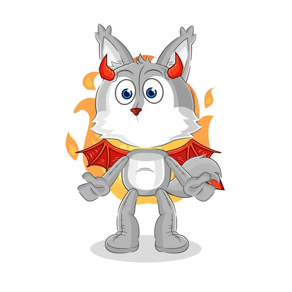 Wolf Demon Wings Character Cartoon Mascot Vecto — Stock vektor