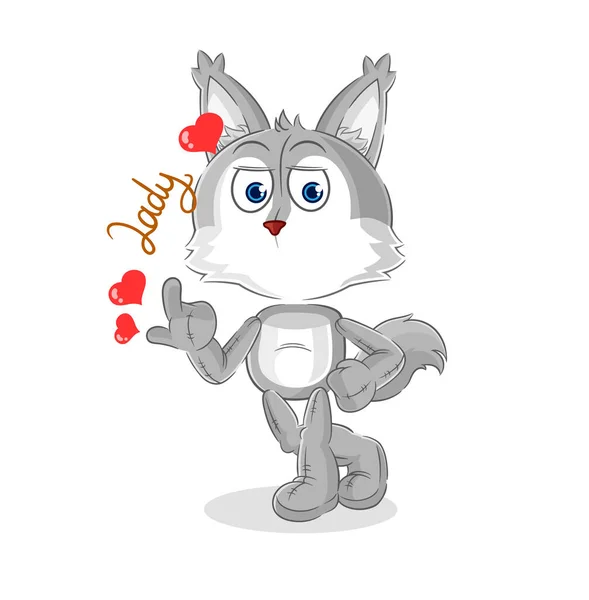Wolf Flirting Illustration Character Vecto — Stockvektor