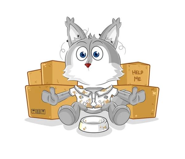 Wolf Homeless Character Cartoon Mascot Vecto — Stockvector