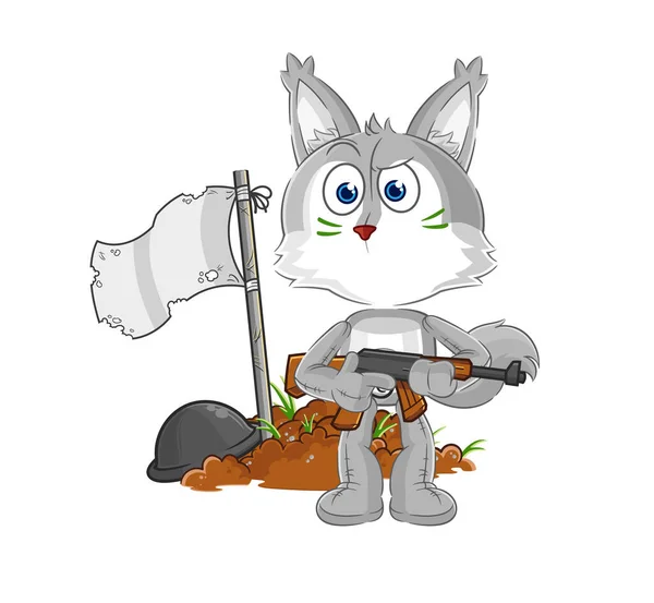 Wolf Army Character Cartoon Mascot Vecto — Stock Vector