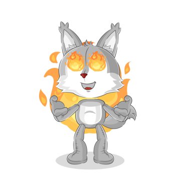 the wolf on fire mascot. cartoon vecto