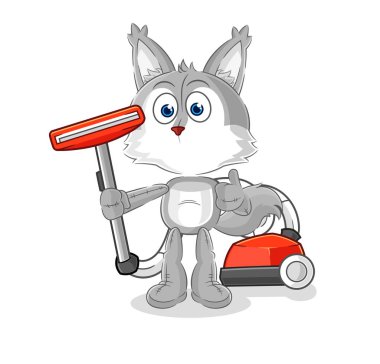the wolf clean with a vacuum . character vecto