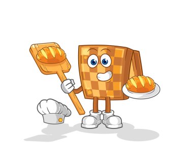 the wood chess baker with bread. cartoon mascot vecto