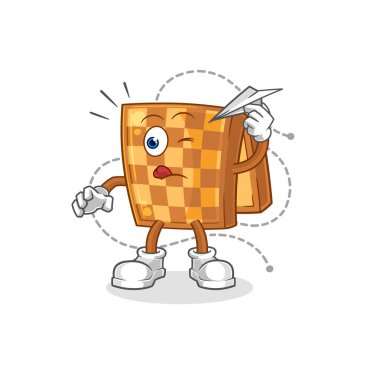 the wood chess with paper plane character. cartoon mascot vecto