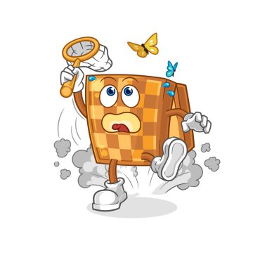 the wood chess catch butterfly illustration. character vecto