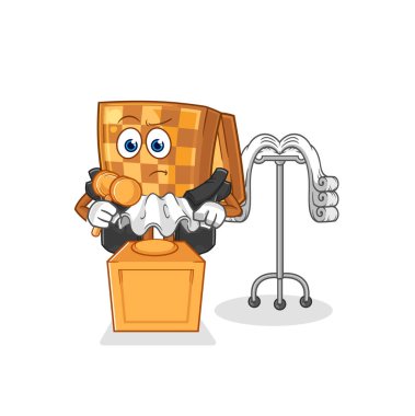 the wood chess judge holds gavel. character vecto