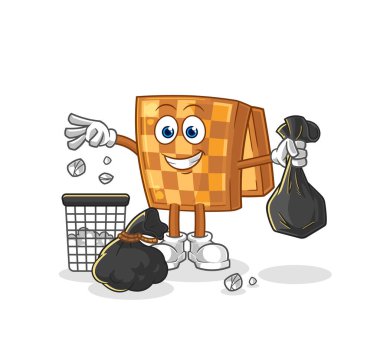 the wood chess Throw garbage mascot. cartoon vecto