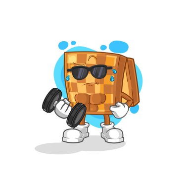 the wood chess lifting dumbbell vector. cartoon characte