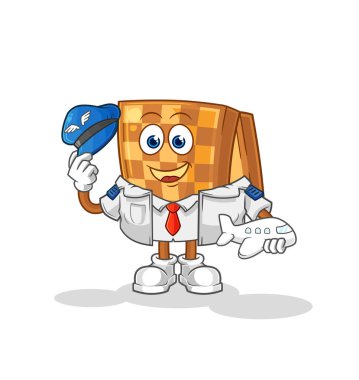 the wood chess pilot mascot. cartoon vecto