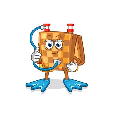 the wood chess diver cartoon. cartoon mascot vecto