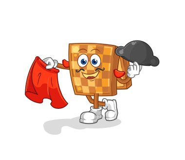 the wood chess matador with red cloth illustration. character vecto