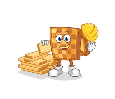 the wood chess builder vector. cartoon characte