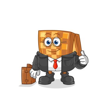 the wood chess office worker mascot. cartoon vecto