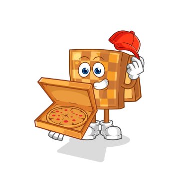 the wood chess pizza delivery boy vector. cartoon characte