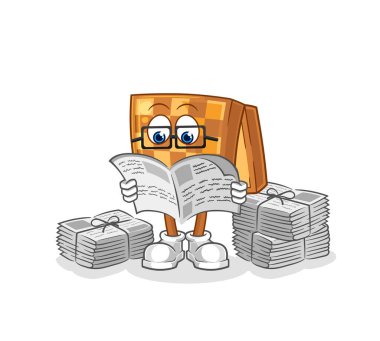 the wood chess read newspaper cartoon. character vecto