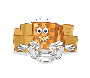 the wood chess homeless character. cartoon mascot vecto