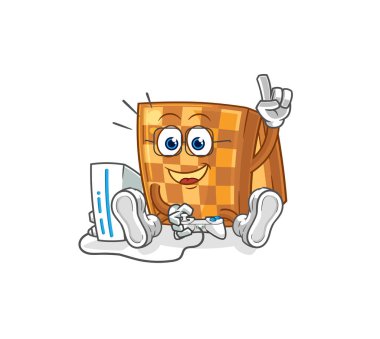 the wood chess playing video games. cartoon characte