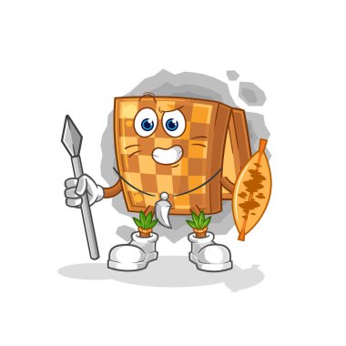 the wood chess african tribal fighter mascot. cartoon vecto