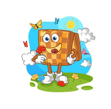 the wood chess pick flowers in spring. character vecto