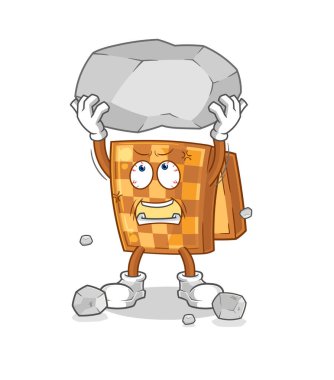 the wood chess lifting rock cartoon character vecto