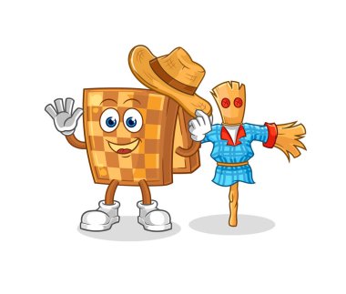 the wood chess with scarecrows cartoon character vecto
