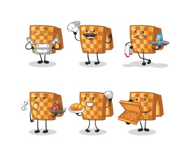 the wood chess restaurant group character. cartoon mascot vecto
