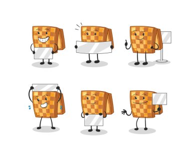 the wood chess holding board group character. mascot vecto