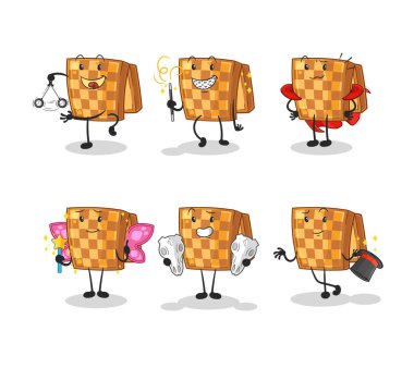 the wood chess magic group character. cartoon mascot vecto