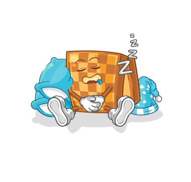 the wood chess sleeping character. cartoon mascot vecto
