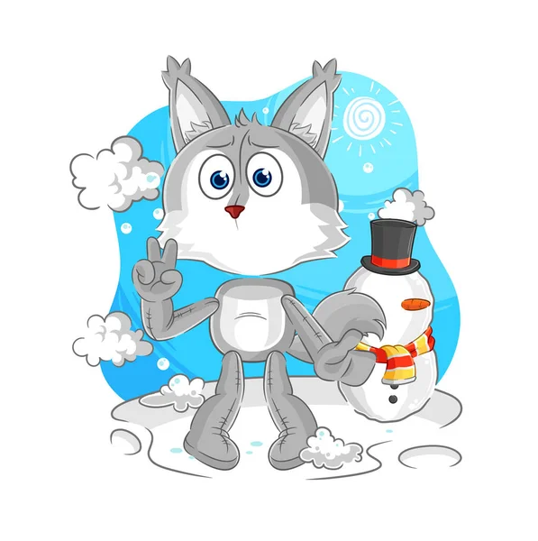 Wolf Cold Winter Character Cartoon Mascot Vecto — 图库矢量图片