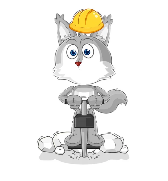 Wolf Drill Ground Cartoon Character Vecto — Stock Vector