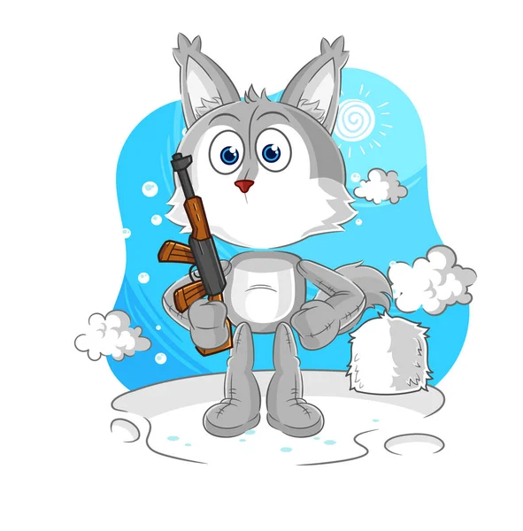 Wolf Soldier Winter Character Mascot Vecto — Stock vektor