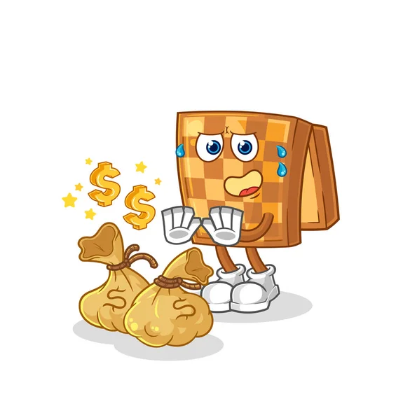 Wood Chess Refuse Money Illustration Character Vecto — Vettoriale Stock