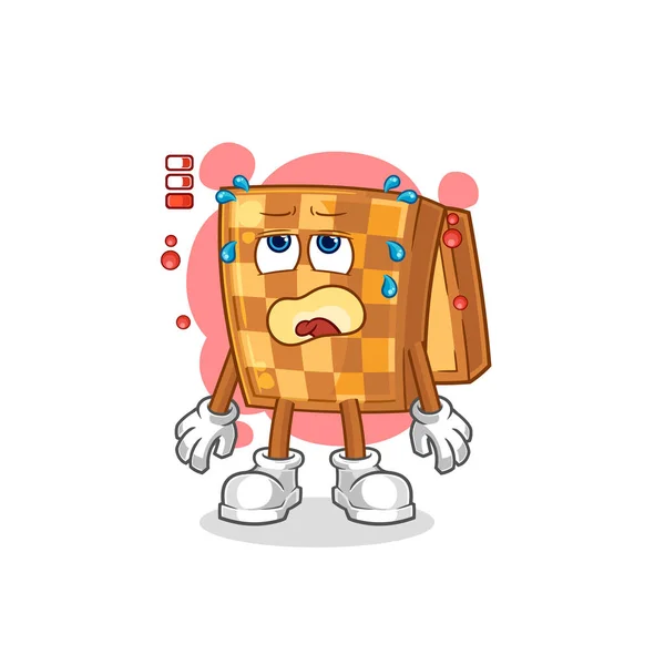 Wood Chess Low Battery Mascot Cartoon Vecto — Wektor stockowy