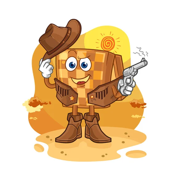 Wood Chess Cowboy Gun Character Vecto — Stock Vector