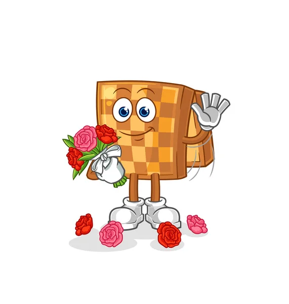 Wood Chess Bouquet Mascot Cartoon Vecto — Stock vektor