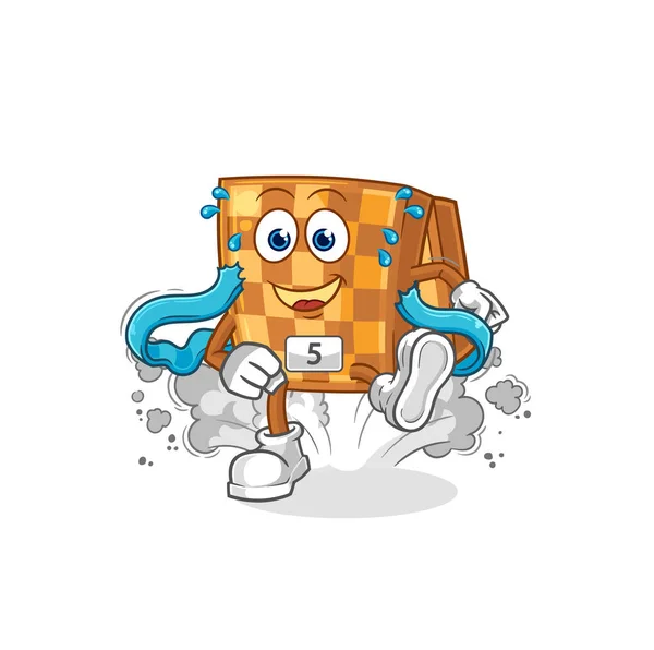 Wood Chess Runner Character Cartoon Mascot Vecto — Vetor de Stock