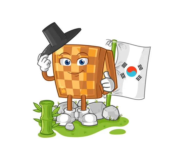 Wood Chess Korean Character Cartoon Mascot Vecto — Vector de stock