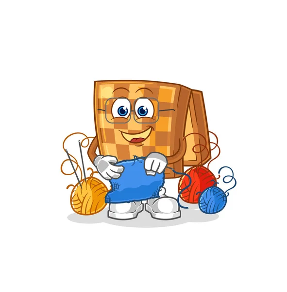 Wood Chess Tailor Mascot Cartoon Vecto — Archivo Imágenes Vectoriales