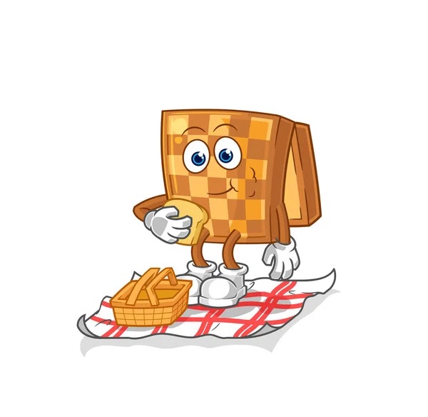 Wood Chess Picnic Cartoon Cartoon Mascot Vecto — Vector de stock