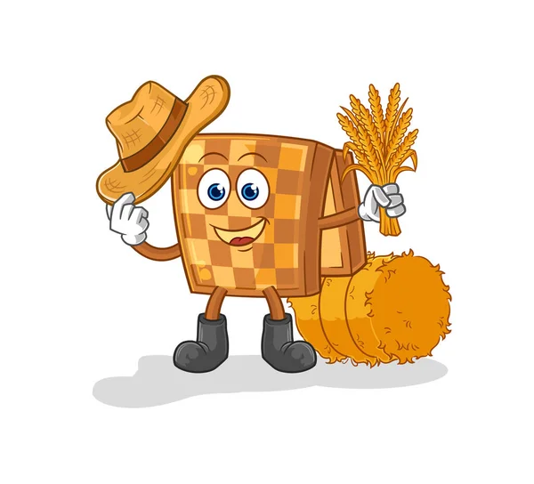Wood Chess Farmer Mascot Cartoon Vecto —  Vetores de Stock