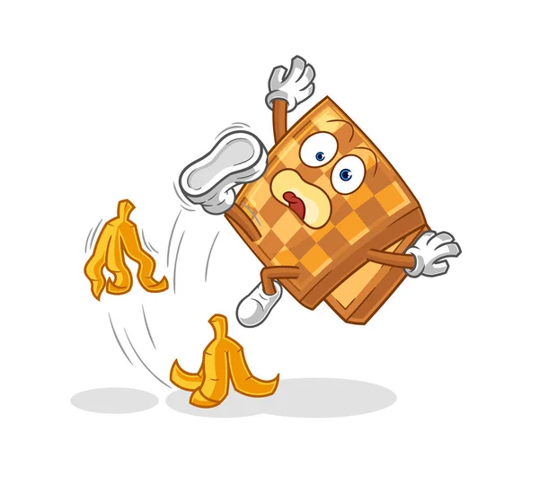 Wood Chess Slipped Banana Cartoon Mascot Vecto — Stockvector